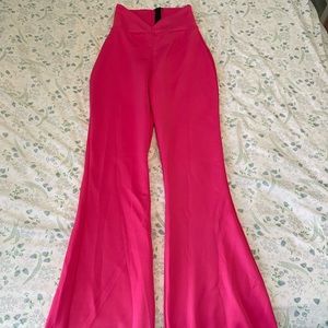 Hot pink pretty little thing high waisted flared stretchy pants